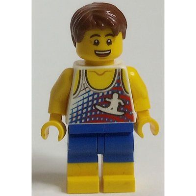 Figurine White Torso, Blue/Yellow Legs, Reddish Brown Hair du set 31083