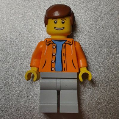 Figurine Man, Open Orange Jacket over Light Blue Shirt, Reddish Brown Hair du set 4207