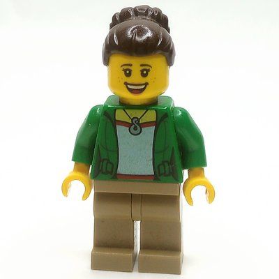Minifigura Green Torso, Dark Tan Legs, Dark Brown Hair del set 31069