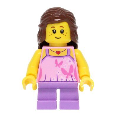 Figurine Kid - Bright Pink Torso, Medium Lavender Legs, Reddish Brown Hair du set 31067