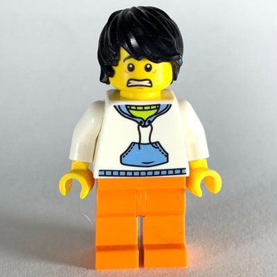 Figurine White Torso, Orange Legs, Black Hair du set 31080