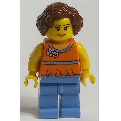 Figurine Orange Torso, Medium Blue Legs, Reddish Brown Hair du set 31065