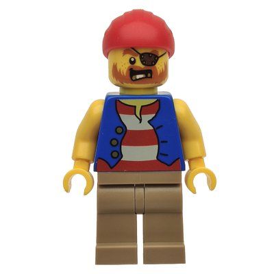 Minifigura Pirate - Blue Torso, Dark Tan Legs, Red Cap del set 31084