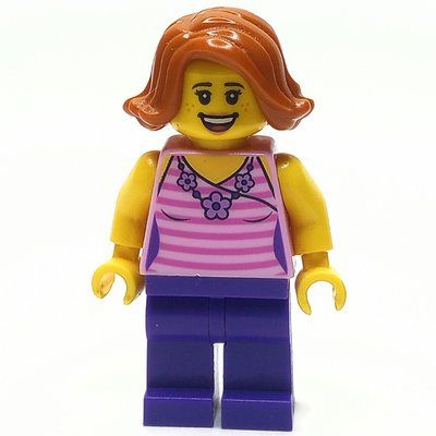 Minifigura Bright Pink Torso, Dark Purple Legs, Dark Orange Hair del set 31084