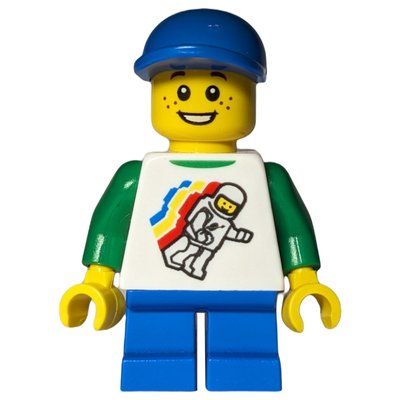 Minifigure Kid - White Torso, Blue Legs, BLue Cap del set 31036