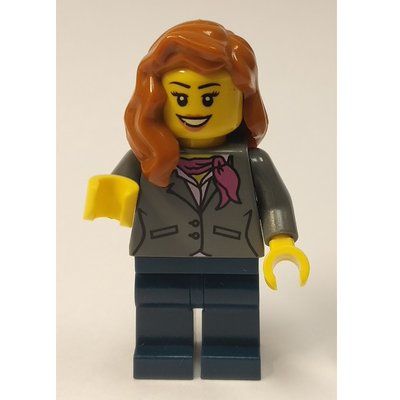 Minifigure Dark Bluish Grey Torso, Dark Blue Legs, Dark Orange Hair del set 31036