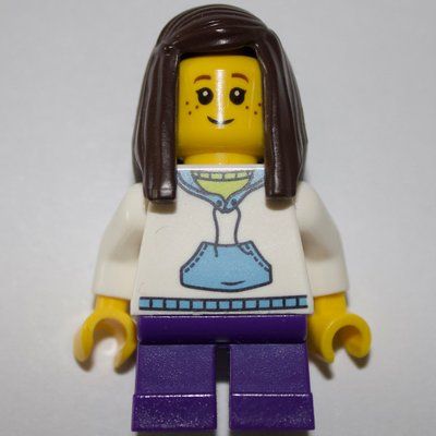 Figurine Kid - White Torso, Dark Purple Legs, Dark Brown Hair du set 31053