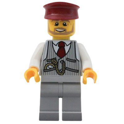 Figurine Light Bluish Grey Torso, Light Bluish Grey legs, Dark Red Hat du set 40108