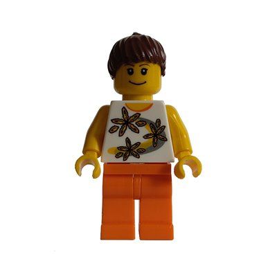 Figurine White Torso, Orange Legs, Reddish Brown Hair du set 6167