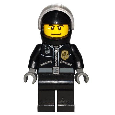 Minifigure Police - Black Torso, Black Legs, Black Helmet del set 10655