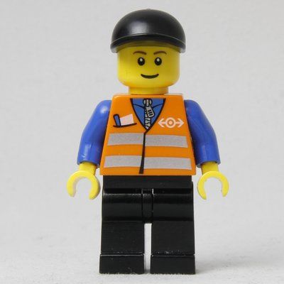 Figurine Worker - Orange Torso, Black Legs, Black Cap du set 6194