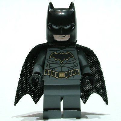 Minifigure Batman, Dark Bluish Gray Suit, Black Cape and Cowl, Black Head, Dark Bluish Gray Legs, Gold Trim Batman Logo (19185 Cape) from set 76159