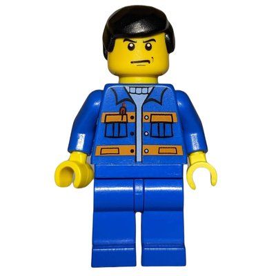 Figurine Worker, Blue Jacket with Orange Stripes, Blue Legs, Black Hair du set 7642