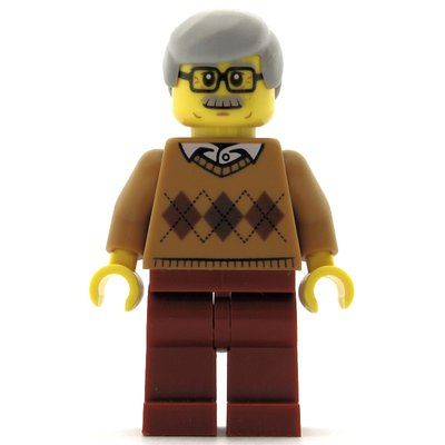 Figurine Man, Medium Nougat Argyle Sweater, Dark Red Legs, Moustache and Glasses du set 60154