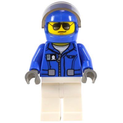 Figurine Pilot, Blue Jacket, White Legs, Blue Helmet with Visor, Sunglasses du set 60097