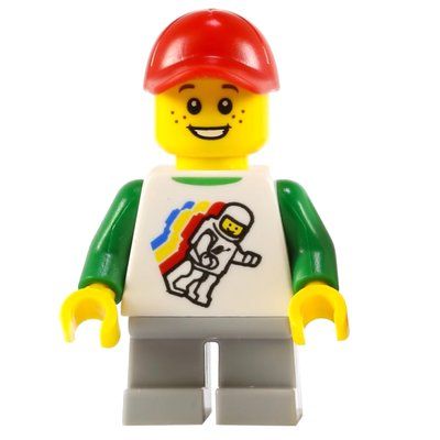 Figurine Boy, Floating Classic Spaceman on Shirt, Short Light Bluish Gray Legs, Red Cap du set 60097