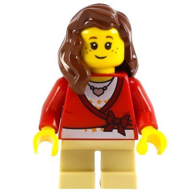 Figurine Girl, Cardigan Tied with Bow and Necklace, Tan Legs, Reddish Brown Hair du set 60097