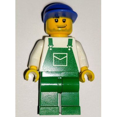 Figurine Man, Green Overalls, Blue Cap, Stubble (86035 Cap) du set 60031