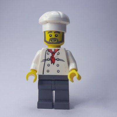 Figurine Chef, Red Neckerchief, Dark Bluish Gray Legs, Beard du set 60026