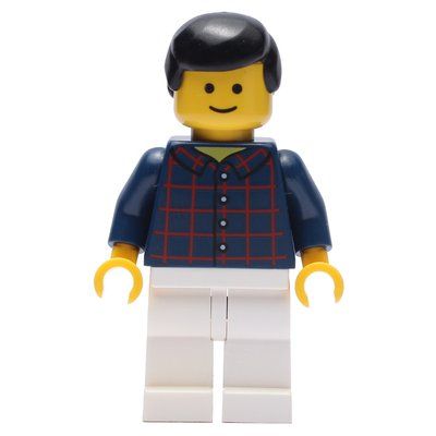 Minifigure Dark Blue Torso, White Legs, Black Hair del set 9322