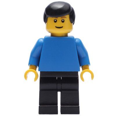 Minifigura Blue Torso, Black Legs, Black Hair del set 9334