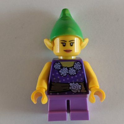 Figurine Elf - Dark Purple Torso, Medium Lavender Legs, Green Hat du set 45023