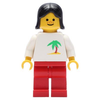 Minifiguur White Torso, Red Legs, Black Hair, Freckles uit set 9684