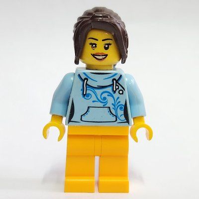 Figurine Bright Light Blue Torso, Bright Light Orange Legs, Dark Brown Hair du set 2000720