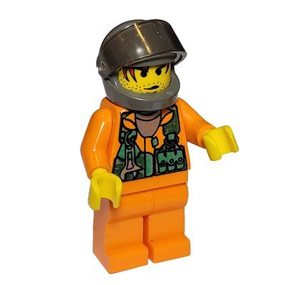 Figurine Astronaut - Orange Torso and Legs, Tans-Black Visor, Male du set 9788
