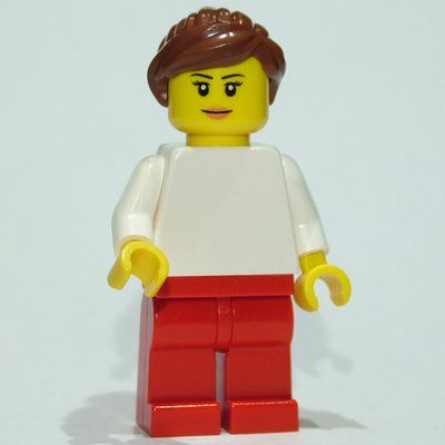 Figurine White Torso, Red Legs, Dark Brown Hair du set 45801
