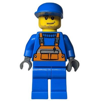 Figurine Worker - Blue Torso, Orange Overall, Blue Cap du set 4500744