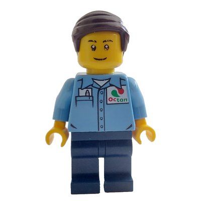 Figurine Man, Medium Blue Shirt with Octan Logo, Dark Blue Legs, Dark Brown Hair du set 60132