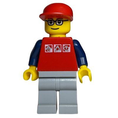 Figurine Man, Red Shirt with Dark Blue Arms, Red Cap, Glasses du set 7993