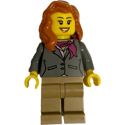 Figurine Woman, Dark Bluish Gray Jacket with Magenta Scarf, Dark Tan Legs, Dark Orange Hair du set 60017