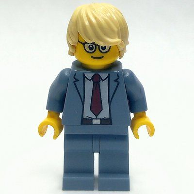 Figurine Man, Sand Blue Suit with Red Tie, Tan Hair, Glasses du set 60200
