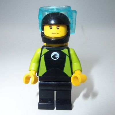 Figurine Diver, Man, Black and Lime Wetsuit, Black Helmet and Mask du set 60221