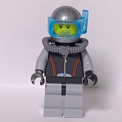 Figurine Diver, Black and Gray Wetsuit, Helmet with Mask, Airtank, Stubble du set 4644