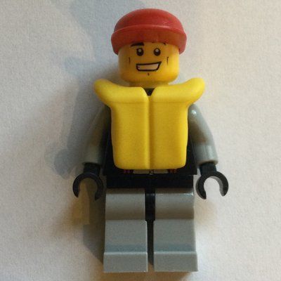 Figurine Lifeguard, Black and Gray Wetsuit, Red Cap, Yellow Life Vest du set 4644