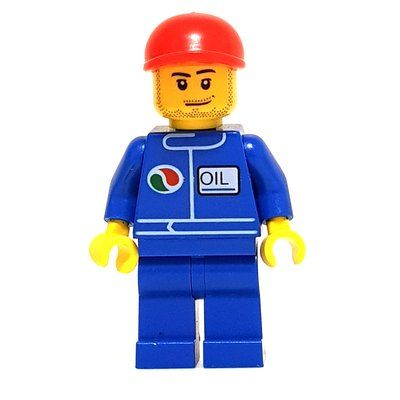 Minifigure Racer, Blue Jumpsuit with Octan Logo, Red Cap, Stubble del set 4643