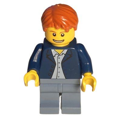 Figurine Man, Open Dark Blue Jacket, Dark Bluish Gray Legs, Dark Orange Hair du set 7696
