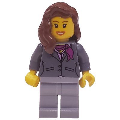 Figurine Woman, Dark Bluish Gray Jacket with Magenta Scarf, Light Bluish Gray Legs, Reddish Brown Hair, Open Mouth du set 3182