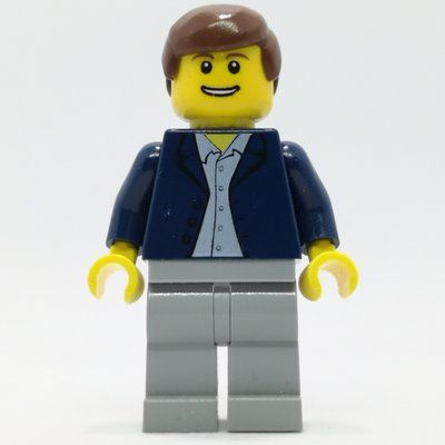 Figurine Man, Open Dark Blue Jacket, Light Bluish Gray Legs, Reddish Brown Hair du set 3181