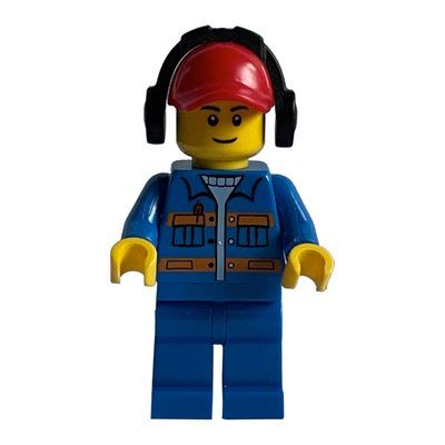 Figurine Ground Crew, Blue Jacket with Orange Stripes, Red Cap with Ear Defenders du set 60022