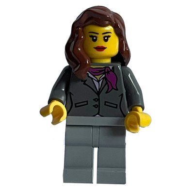Figurine Woman, Dark Bluish Gray Jacket with Magenta Scarf, Light Bluish Gray Legs, Reddish Brown Hair du set 60022