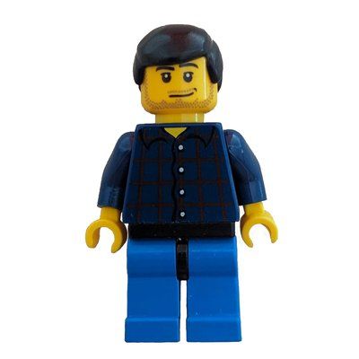 Figurine Man, Dark Blue Plaid Shirt, Blue Legs, Black Hair, Stubble du set 7894