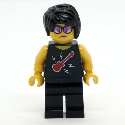 Figurine Woman, Black Top with Guitar, Black Legs, Black Hair du set 60262