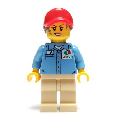 Figurine Ground Crew, Medium Blue Shirt with Octan Logo, Tan Legs, Red Cap with Hair du set 60261