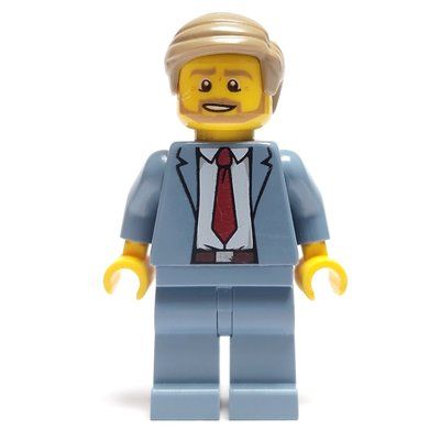 Figurine Man, Sand Blue Suit with Red Tie, Dark Tan Hair, Beard du set 60261