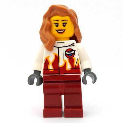 Minifigur Pilot, Woman, White and Dark Red Jumpsuit, Medium Nougat Hair aus Set 60103