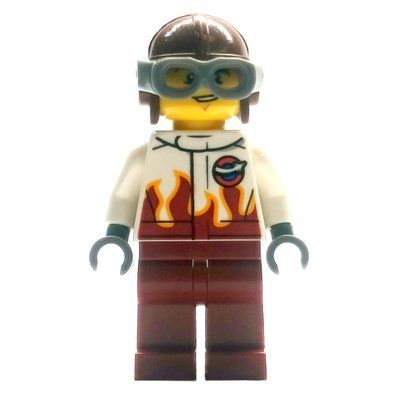 Minifigur Pilot, White and Dark Red Jumpsuit, Helmet with Goggles aus Set 60103